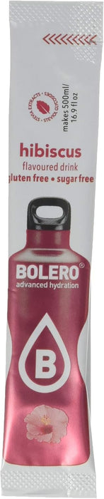 Bolero Sticks Sabor Hibisco, Caja de 12x3g. Bebida en polvo sin azúcar, baja en calorías y con Stevia para una hidratación avanzada con un delicioso y único sabor floral. Bolero - pack