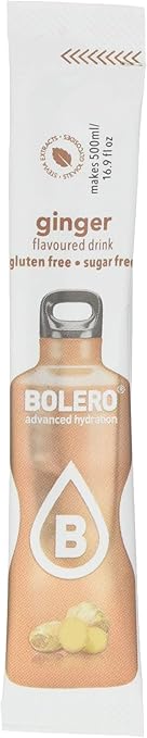 Bolero Sticks Sabor Jengibre, Caja de 12x3g. Bebida instantánea sin azúcar, baja en calorías y con Stevia para una hidratación avanzada con un delicioso y único sabor. Bolero - frontal