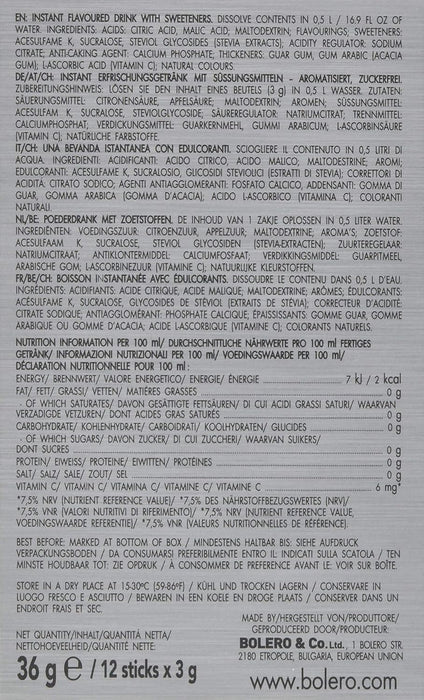 Bolero Sticks Sabor Jengibre, Caja de 12x3g. Bebida instantánea sin azúcar, baja en calorías y con Stevia para una hidratación avanzada con un delicioso y único sabor. Bolero - pack