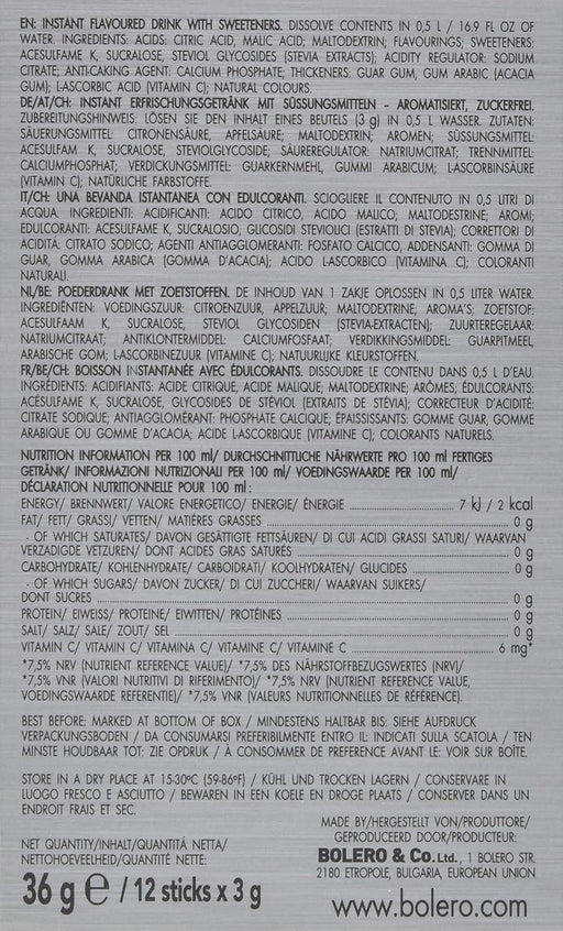 Bolero Sticks Sabor Jengibre, Caja de 12x3g. Bebida instantánea sin azúcar, baja en calorías y con Stevia para una hidratación avanzada con un delicioso y único sabor. Bolero - pack