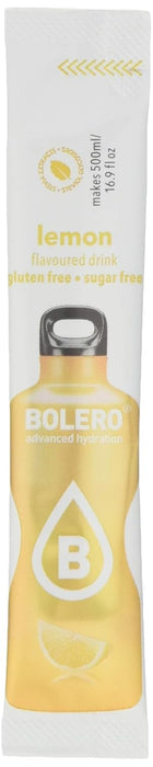 Bolero Sticks Sabor Limón, Caja de 12x3g. Bebida instantánea en polvo sin azúcar, baja en calorías y con Stevia para una hidratación refrescante y saludable. Bolero - frontal
