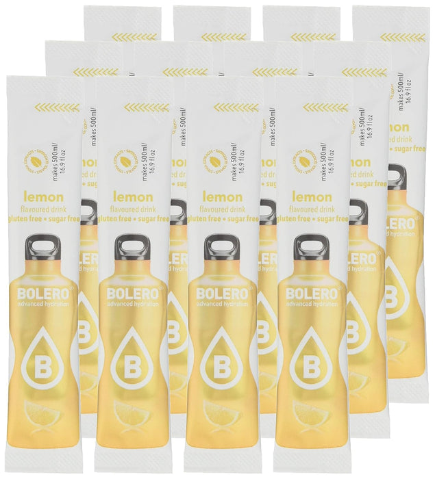 Bolero Sticks Sabor Limón, Caja de 12x3g. Bebida instantánea en polvo sin azúcar, baja en calorías y con Stevia para una hidratación refrescante y saludable. Bolero - ingredientes
