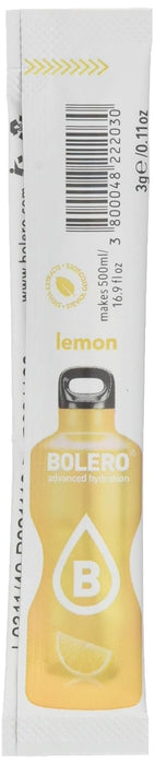 Bolero Sticks Sabor Limón, Caja de 12x3g. Bebida instantánea en polvo sin azúcar, baja en calorías y con Stevia para una hidratación refrescante y saludable. Bolero - pack