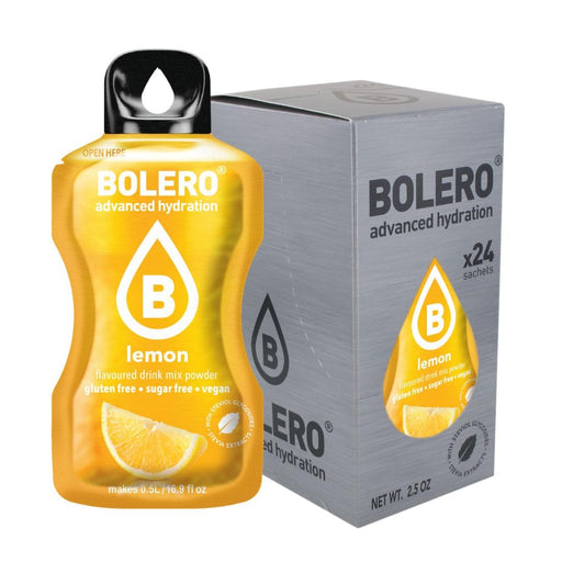 Bolero Sticks Sabor Limón, Caja de 24x3g. Bebida en polvo individual sin azúcar y con Stevia, ideal para tu botella de agua y para llevar a cualquier parte. Bolero - frontal