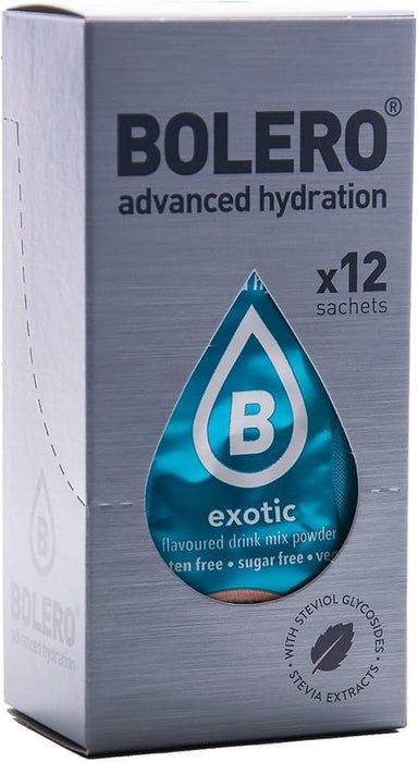 Bolero Sticks Sabor Mandarina, Caja de 12x3g. Bebida instantánea sin azúcar, baja en calorías y con Stevia para una hidratación refrescante y saludable. Bolero - frontal