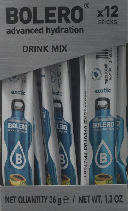 Bolero Sticks Sabor Mandarina, Caja de 12x3g. Bebida instantánea sin azúcar, baja en calorías y con Stevia para una hidratación refrescante y saludable. Bolero - lateral