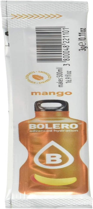Bolero Sticks Sabor Mango, Caja de 12x3g. Bebida instantánea sin azúcar, baja en calorías y con Stevia para una hidratación avanzada con un delicioso toque tropical. Bolero - zoom