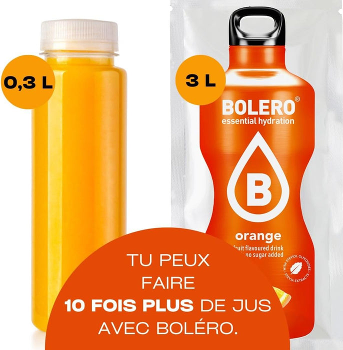Bolero Sticks Sabor Mango, Caja de 24x3g. Bebida en polvo soluble sin azúcar, con Stevia y Vitaminas. Ideal para llevar, sin gluten, sin lactosa y bajo en calorías. Bolero - extra