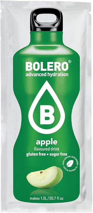 Bolero Sticks Sabor Manzana, Caja de 12x3g. Bebida en polvo sin azúcar, baja en calorías y con Stevia para una hidratación refrescante y saludable. Bolero - uso