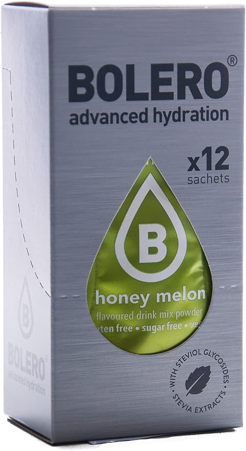 Bolero Sticks Sabor Melón con Miel, Caja de 12x3g. Bebida instantánea para una hidratación avanzada, sin azúcar, sin calorías y con un delicioso sabor. Bolero - frontal