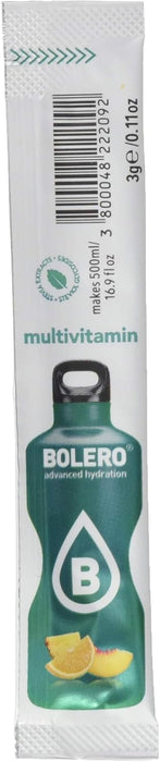 Bolero Sticks Sabor Multivitaminas, 12x3g. Bebida en polvo para llevar sin azúcar, con Stevia y enriquecida con Vitaminas A, C y E para una hidratación completa. Bolero - zoom