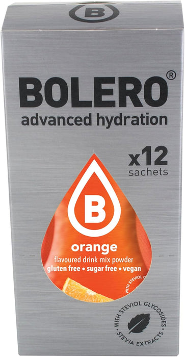 Bolero Sticks Sabor Naranja, Caja de 12x3g. Bebida instantánea en polvo sin azúcar con Stevia y Vitamina C, ideal para tu botella de agua y para llevar a cualquier parte. Bolero - ingredientes