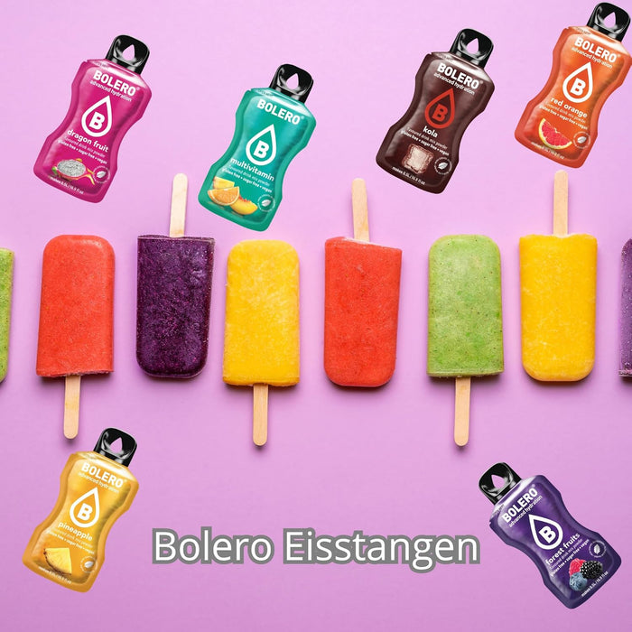 Bolero Sticks Sabor Piña, Caja de 24x3g. Bebida en polvo sin azúcar para llevar, con Stevia y Vitaminas. Ideal para tu botella de agua, sin gluten, sin lactosa y bajo en calorías. Bolero - detalle