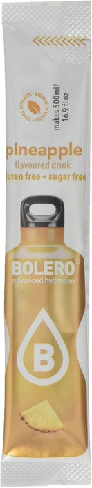 Bolero Sticks Sabor Piña, Pack de 12x3g. Bebida instantánea sin azúcar, baja en calorías y con Stevia para una hidratación avanzada con un delicioso toque tropical. Bolero - pack