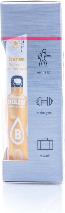 Bolero Sticks Sabor Plátano, Caja de 12x3g. Bebida instantánea sin azúcar, baja en calorías y con Stevia para una hidratación avanzada con un delicioso sabor. Bolero - detalle