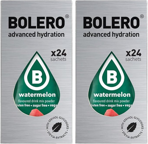 Bolero Sticks Sabor Sandía, 48x3g. Bebida en polvo para llevar sin azúcar, baja en calorías y endulzada con Stevia para un refresco veraniego instantáneo. Bolero - frontal