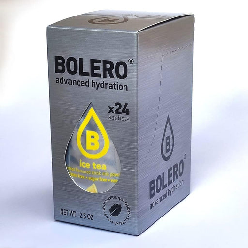 Bolero Sticks Sabor Té Helado de Limón, Caja de 24x3g. Bebida en polvo sin azúcar para llevar, con Stevia y Vitamina C. Ideal para niños, deportistas y veganos, sin gluten y bajo en calorías. Bolero - frontal