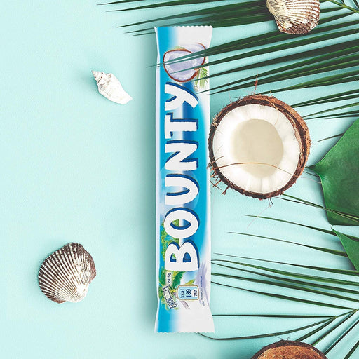 Bounty, la chocolatina de coco cubierta de chocolate con leche, pack de 24 barritas de 57g. Un snack exótico y delicioso ideal para disfrutar en cualquier momento y lugar. Bounty - pack