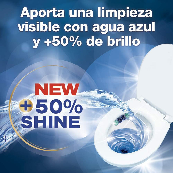 Bref Blue Activ+ Cloro, pack de 2 cestas para WC. Limpiador de inodoro con poder blanqueador, fórmula antical y agua azul para una limpieza visiblemente higiénica y fresca. Bref - uso