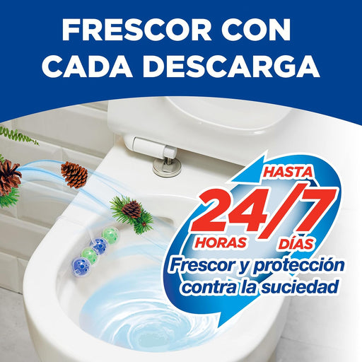 Bref Power Activ' Natura, pack de 10 cestas para WC. Limpiador de inodoro con fórmula 4 en 1 para una limpieza y un intenso frescor a pino duraderos en cada descarga. Bref - pack