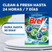 Bref Power Activ' Natura, pack de 10 cestas para WC. Limpiador de inodoro con fórmula 4 en 1 para una limpieza y un intenso frescor a pino duraderos en cada descarga. Bref - presentacion