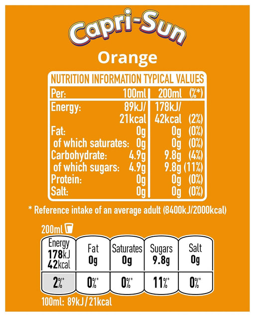 Pack Ahorro de 40 Capri-Sun Sabor Naranja, 40 envases de 200ml. La provisión ideal de bebida refrescante para familias, eventos y para tener siempre a mano. Capri-Sun - pack