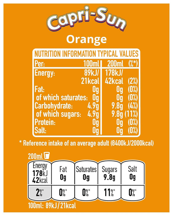 Pack Ahorro de 40 Capri-Sun Sabor Naranja, 40 envases de 200ml. La provisión ideal de bebida refrescante para familias, eventos y para tener siempre a mano. Capri-Sun - pack
