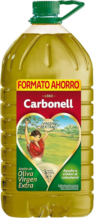 Aceite de Oliva Virgen Extra Carbonell, Garrafa de 5 Litros. Formato ahorro del AOVE de calidad superior, ideal para ensaladas, tostadas y para cuidar tu colesterol. Carbonell - ingredientes