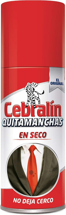 Cebralín Quitamanchas Líquido en Seco, Pack de 3 botes de 134ml. La solución de emergencia para eliminar manchas de grasa en cualquier lugar, sin necesidad de frotar ni lavar. Cebralín - frontal