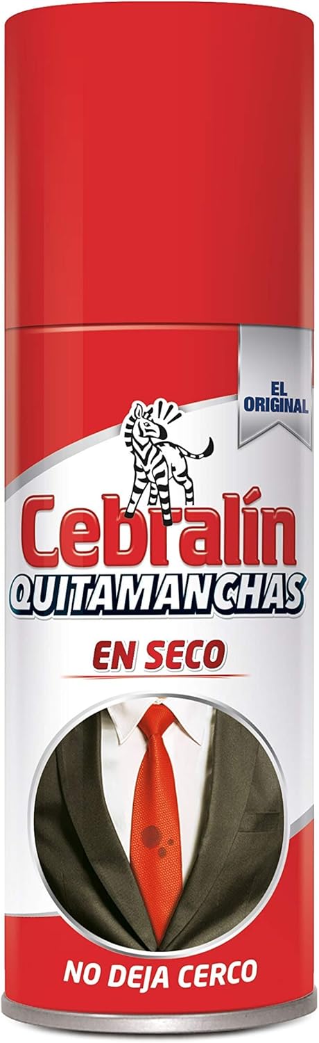 Cebralín Quitamanchas Líquido en Seco, Pack de 3 botes de 134ml. La solución de emergencia para eliminar manchas de grasa en cualquier lugar, sin necesidad de frotar ni lavar. Cebralín - frontal