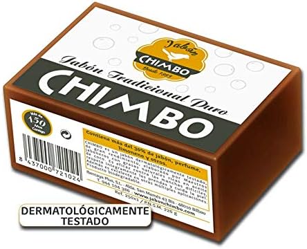 Jabón Chimbo Tradicional en pastilla de 250g. El auténtico jabón puro de toda la vida para una limpieza profunda de la ropa, quitamanchas y limpieza del hogar. Chimbo - frontal