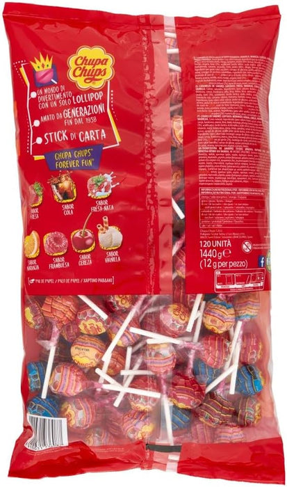 Chupa Chups Original, Bolsa Grande de 120 Caramelos con Palo (1.44kg). El formato ahorro ideal con 7 sabores surtidos para grandes fiestas, eventos y celebraciones. Chupa Chups - extra