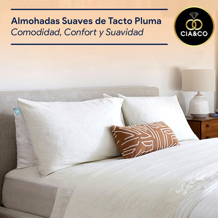 Almohada de 40x70 cm de Cia&Co, con Fibra Virgen Siliconada. Hipoalergénica, antiácaros y transpirable, con un tacto suave viscoelástico para un descanso reparador. Cia&Co - detalle