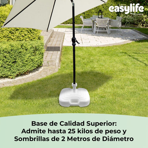 Base de Sombrilla XXL Cia&Co (45x45x14 cm), rellenable hasta 25 kg. Con rosca universal ajustable de 18-38 mm, ideal para playa, jardín, terraza o piscina. Cia&Co - pack