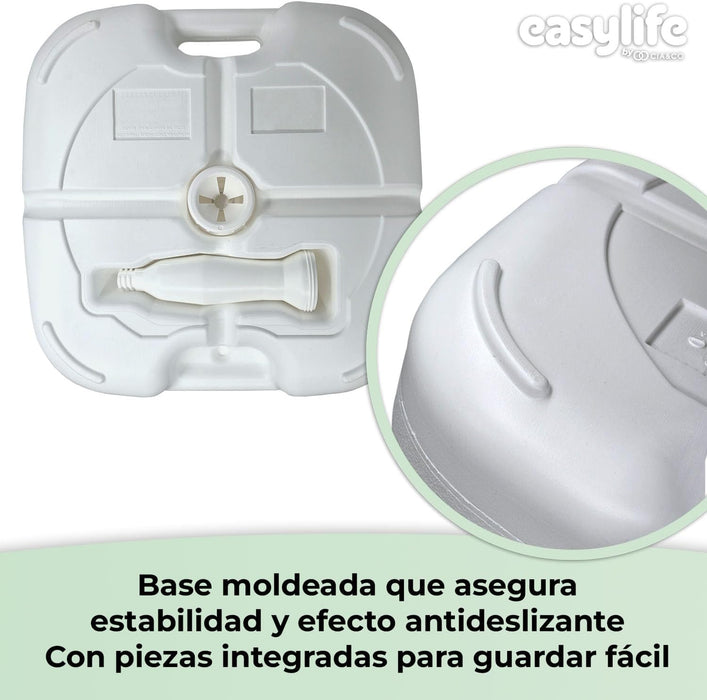Base de Sombrilla XXL Cia&Co (45x45x14 cm), rellenable hasta 25 kg. Con rosca universal ajustable de 18-38 mm, ideal para playa, jardín, terraza o piscina. Cia&Co - presentacion