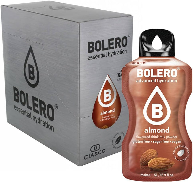 Bebida Bolero sabor Almendra, Pack 24 sobres (24x9g). Bebida en polvo sin azúcar con un sabor único y cremoso, enriquecida con Vitamina C y Stevia. Cia&Co - extra