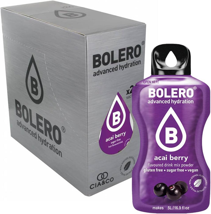 Bebida Bolero sabor Bayas de Acai, Pack 24 sobres (24x9g). Bebida en polvo sin azúcar con el exótico sabor del superalimento acai, con Vitamina C y Stevia. Cia&Co - extra