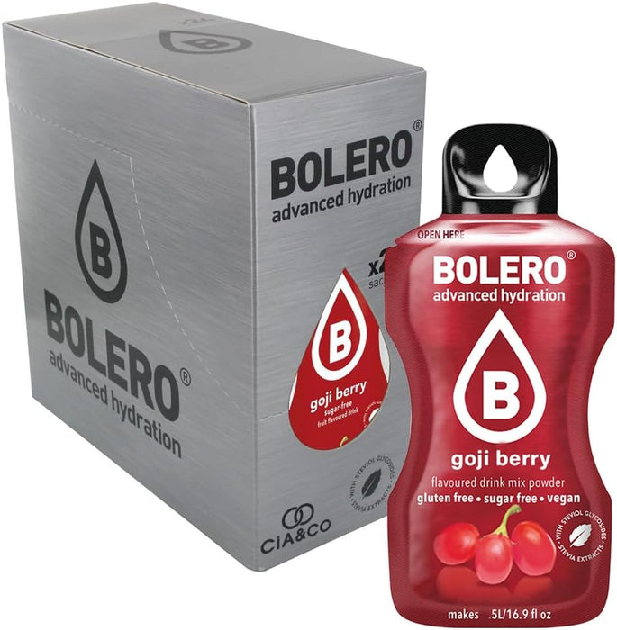 Bebida Bolero sabor Bayas de Goji, Pack 24 sobres (24x9g). Bebida en polvo sin azúcar con el exótico sabor del superalimento goji, rica en Vitamina C y Stevia. Cia&Co - extra