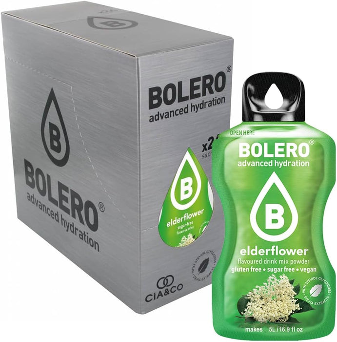 Bebida Bolero sabor Flor de Saúco, Pack 24 sobres (24x9g). Bebida en polvo sin azúcar con el sabor floral y delicado del saúco, rica en Vitamina C y Stevia. Cia&Co - extra