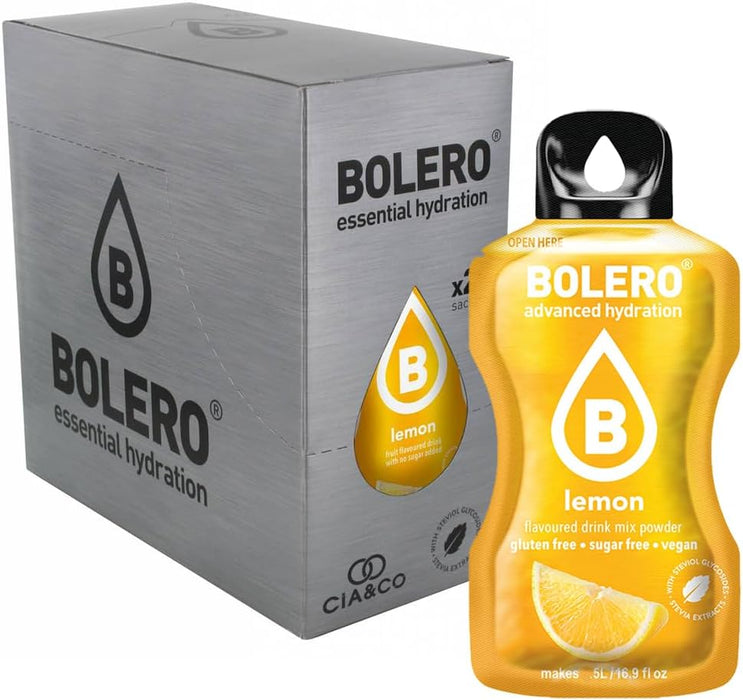 Bebida Bolero sabor Limón, Pack 24 sobres (24x9g). La bebida en polvo sin azúcar más refrescante, con el sabor cítrico del limón, Vitamina C y edulcorada con Stevia. Cia&Co - extra