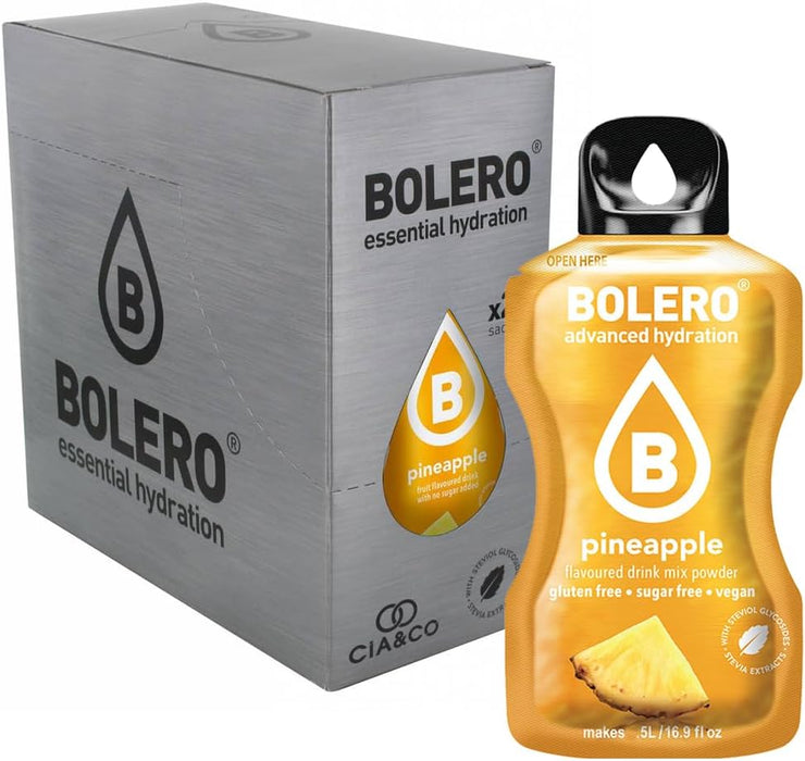 Bebida Bolero sabor Piña, Pack 24 sobres (24x9g). Bebida en polvo sin azúcar con un refrescante sabor tropical, enriquecida con Vitamina C y Stevia. Cia&Co - extra