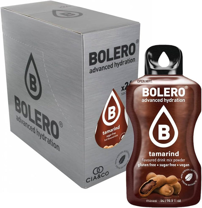 Bebida Bolero sabor Tamarindo, Pack 24 sobres (24x9g). Bebida en polvo sin azúcar con el sabor exótico y agridulce del tamarindo, con Vitamina C y Stevia. Cia&Co - extra