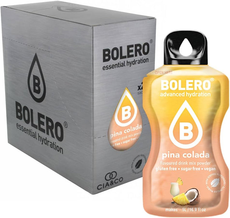 Bolero sabor Piña Colada, 24 sobres para una hidratación tropical. Bebida sin azúcar con Vitamina C. Incluye 30 Pepitas Saludables de Cia&Co para un estilo de vida saludable. Cia&Co - extra