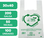 Bolsas Tipo Camiseta 70% Reciclado Cia&Co, Tamaño M (30x40cm), Pack 100 Uds. Aptas para uso alimentario, reutilizables y resistentes (Galga 200) cumpliendo con la normativa española. Cia&Co - pack