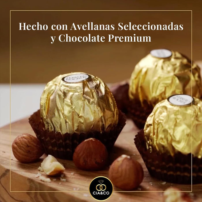 Caja Gigante de 42 Bombones Ferrero Rocher (525g) con Tarjeta Personalizada. El regalo supremo para los muy chocolateros y las grandes celebraciones, con un mensaje inolvidable de Cia&Co. Cia&Co - uso