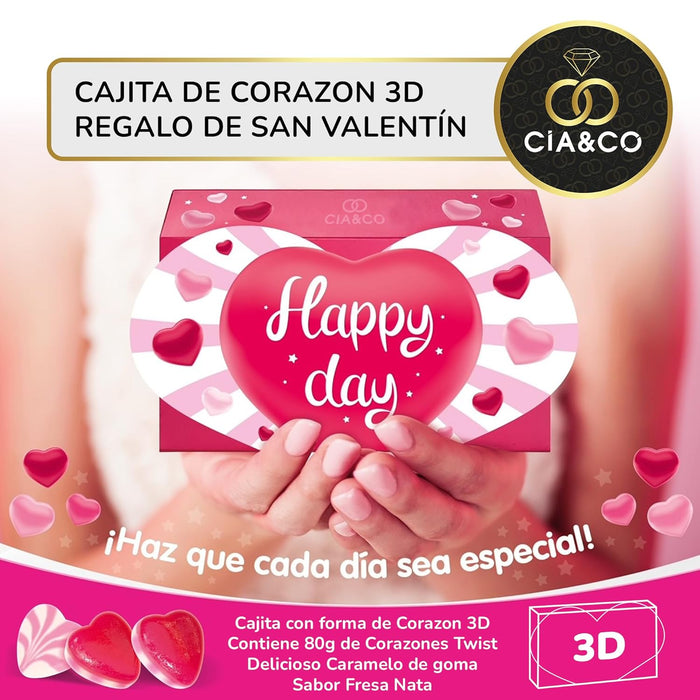 Cajita Regalo Momento Sorpresa con Chocolates y Gominolas de Corazón. Un detalle dulce con Kinder Bueno, Kit Kat y Huesitos, con tarjeta personalizada para cualquier ocasión. Cia&Co - pack