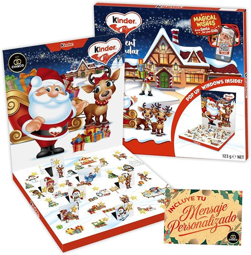 Calendario de Adviento Kinder POP UP Interactivo, 123g. Una cuenta atrás para Navidad con 24 sorpresas, juegos QR y Tarjeta Personalizable Cia&Co. Cia&Co - frontal