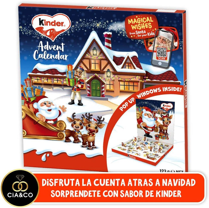 Calendario de Adviento Kinder POP UP Interactivo, 123g. Una cuenta atrás para Navidad con 24 sorpresas, juegos QR y Tarjeta Personalizable Cia&Co. Cia&Co - presentacion