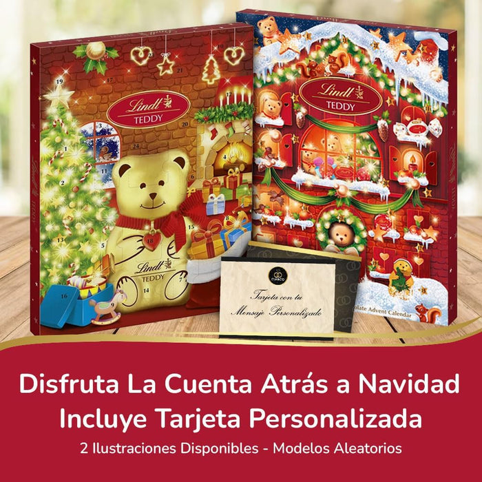 Calendario de Adviento Lindt Teddy 2024 con 24 bombones y chocolates surtidos de 170gr. Incluye una tarjeta de felicitación personalizable de Cia&Co para un regalo único. Cia&Co - lateral
