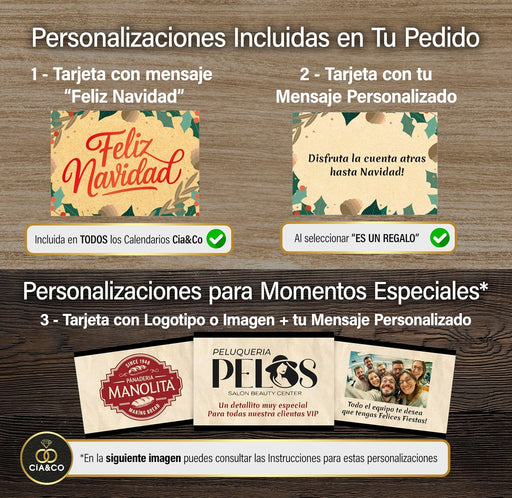 Calendario de Adviento Lindt Teddy 2024 con 24 bombones y chocolates surtidos de 170gr. Incluye una tarjeta de felicitación personalizable de Cia&Co para un regalo único. Cia&Co - pack